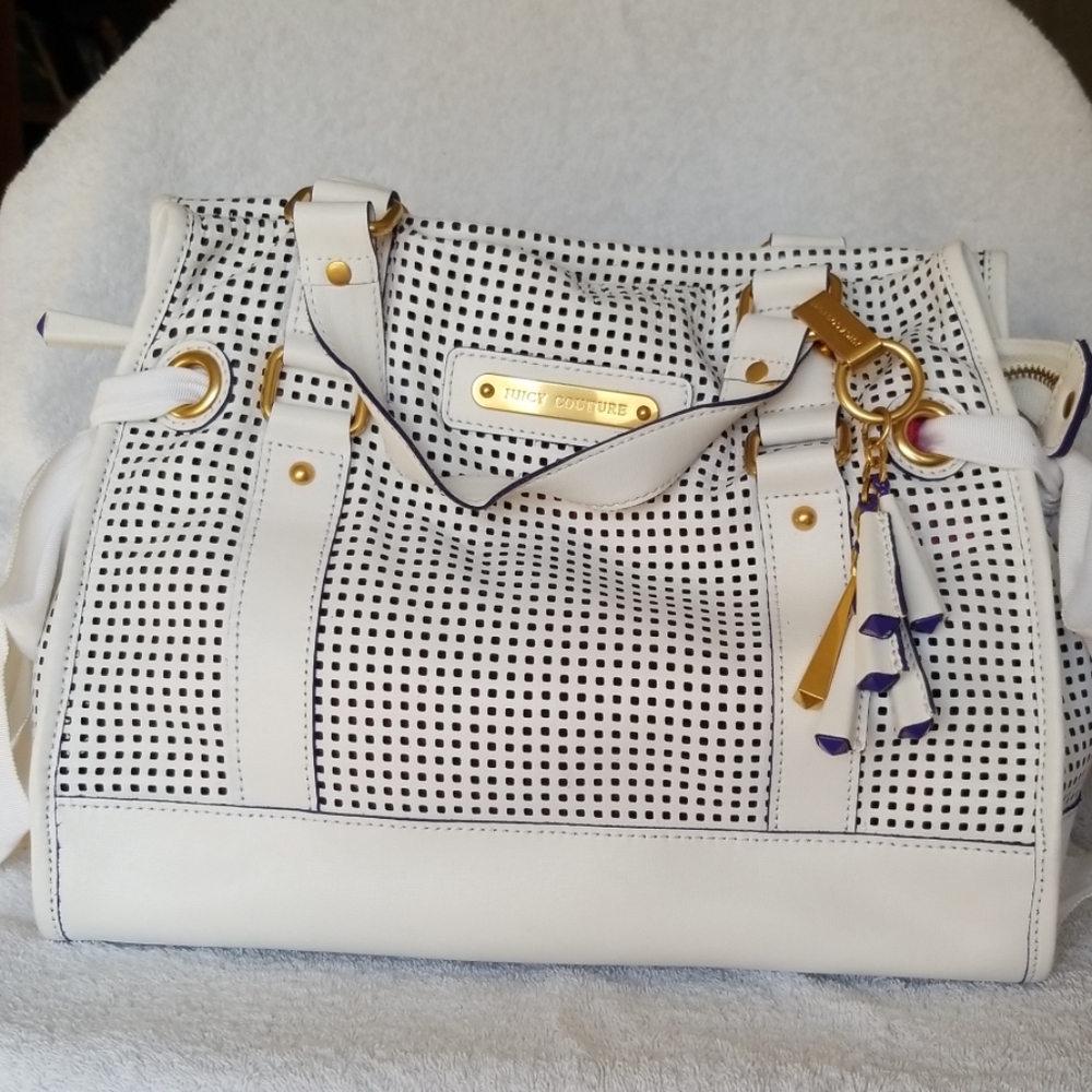 Juicy Couture white perforated leather bag